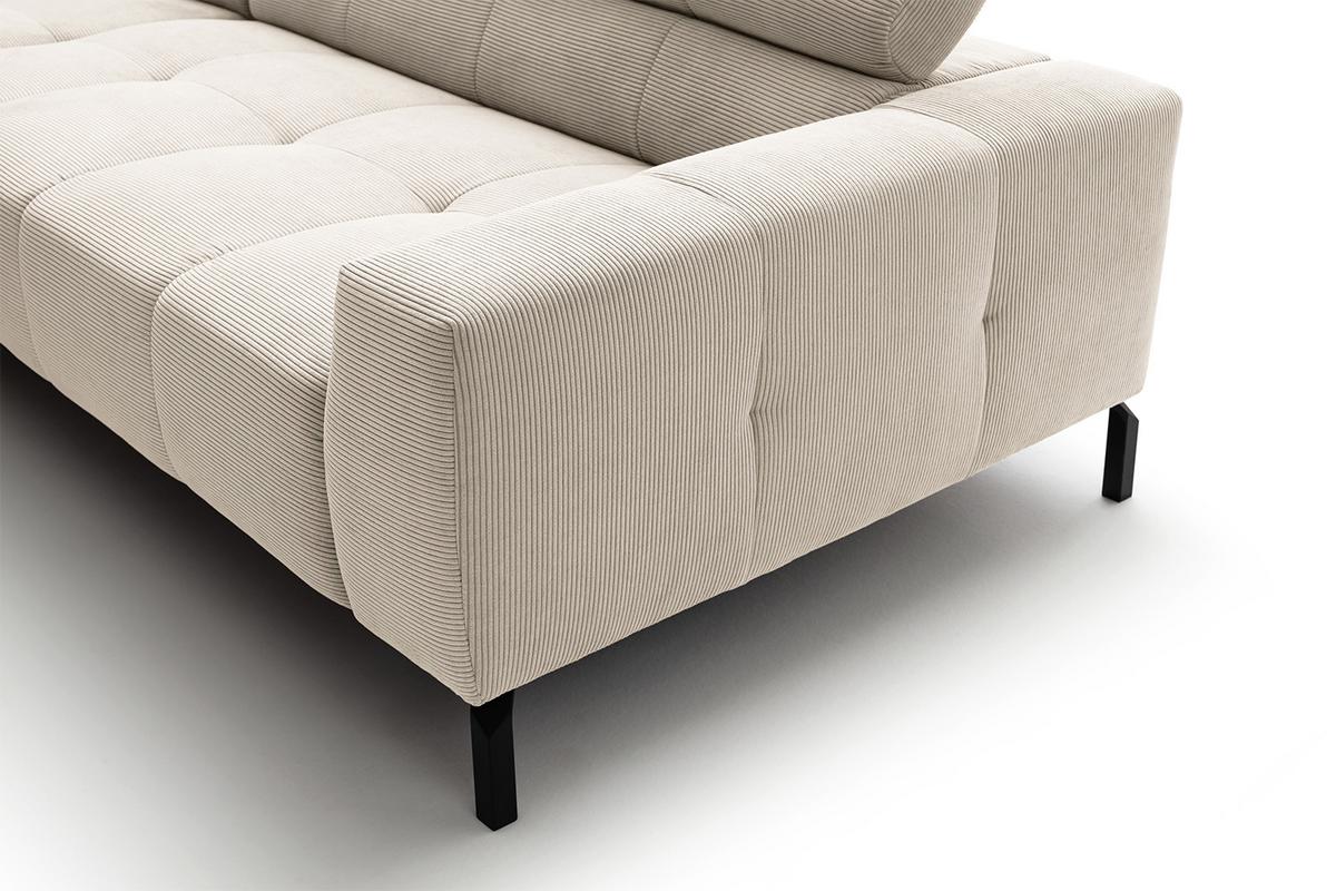 ECKSOFA OHIO Weiß Cord - Schwarz/Weiß, Textil/Metall (311/219cm) - KAWOLA