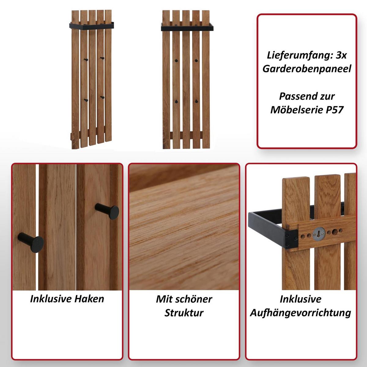 GARDEROBENPANEEL Eiche Dekor - Eiche Wotan, Holz (40/120/21cm) - MCW