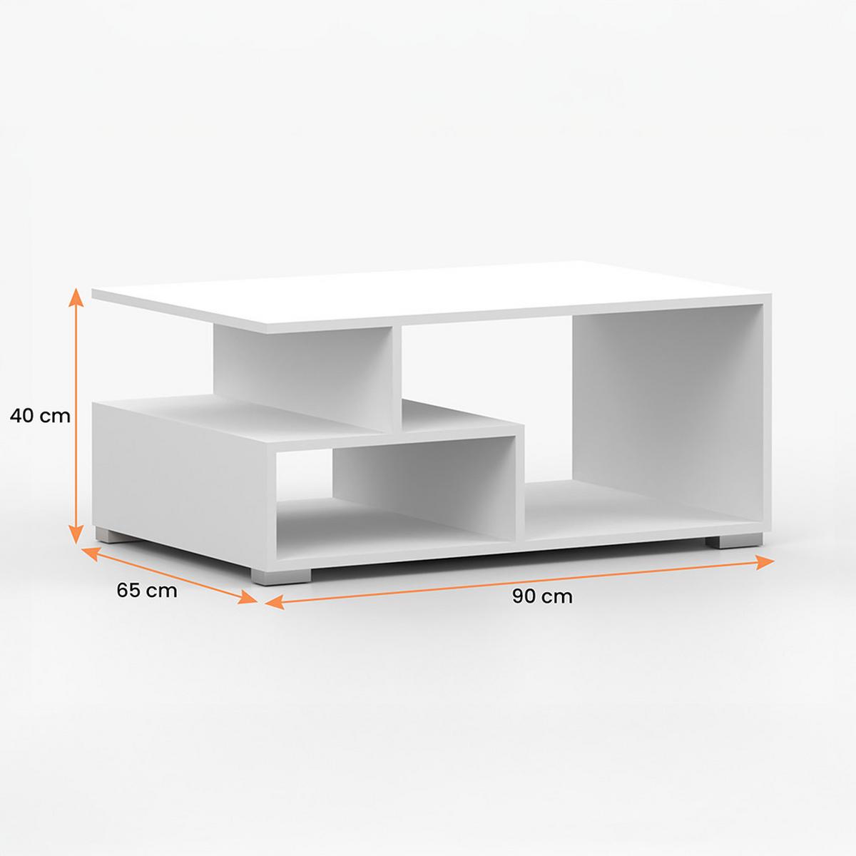COUCHTISCH DOS I Wohnzimmer, Tisch Kaffeetisch 90 cm Weiß/Weiß - Weiß, Holzwerkstoff (65/90/40cm) - imoebel24