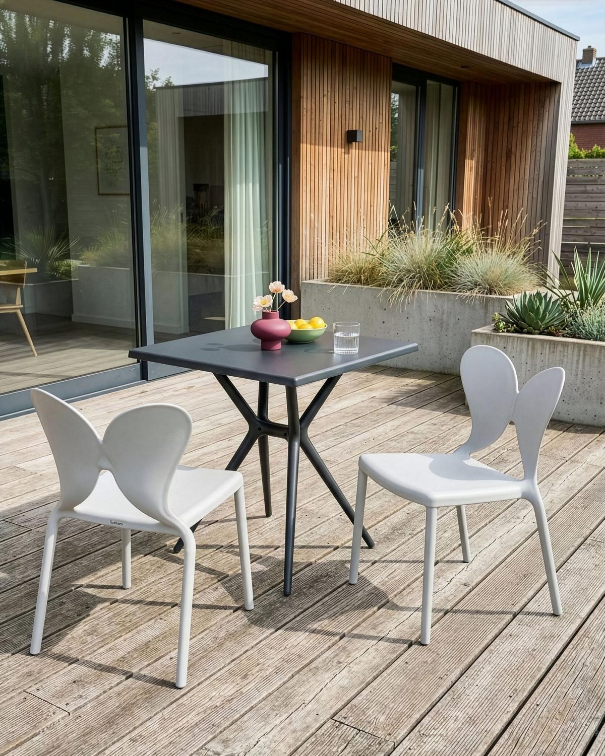 GARTENSTUHL 2er-Set Hellgrau Larissa - Hellgrau, Kunststoff (50/78/48cm) - Beliani