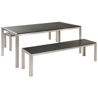 GARTENMÖBEL SET Kunstholz schwarz 2 Bänke Nardo - Silberfarben/Schwarz, Kunststoff - Beliani
