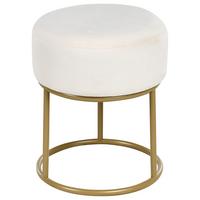 HOCKER Samtstoff Cremeweiß Delco - Weiß, Textil (35/40/35cm) - Beliani