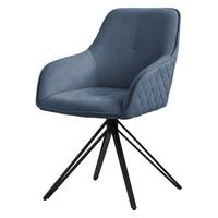 ESSZIMMERSTUHL drehbar Blau Webstoff - Blau/Schwarz, Textil/Metall (61/84.5/57cm) - ML-DESIGN