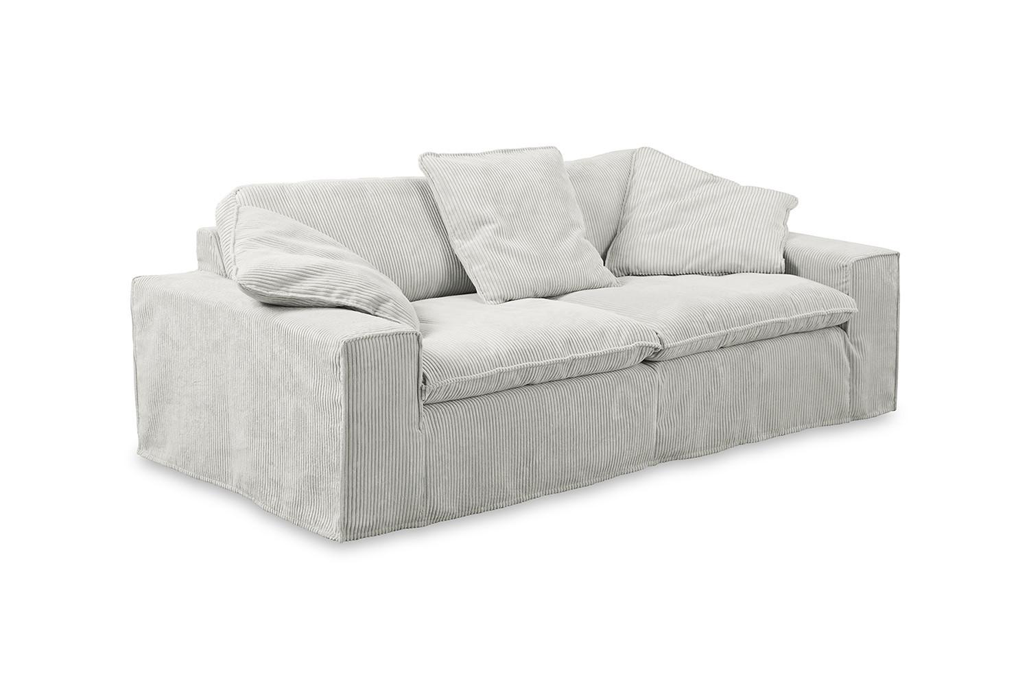 SOFA NETTA Hellgrau Cord - Hellgrau/Braun, Birkenholz/Textil (258/90/116cm) - KAWOLA