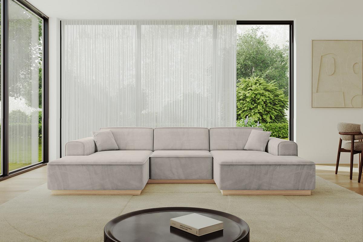 WOHNLANDSCHAFT IREA-U1 - 303x171x83 cm Hellbraun - Hellbraun, Holzwerkstoff/Textil (303/83/171cm) - ALTDECOR