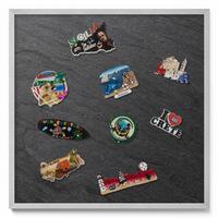 MAGNETTAFEL 50x50 cm Silberner Rahmen Steinwand Struktur - Schwarz, Metall (50/50/0.4cm) - TULUP