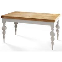 RECHTECKIGER Esszimmertisch LENA, ausziehbarer Tisch, Größe: 120-160X80X78,5 cm, Wohnzimmertisch Farbe: CRAFT, mit Tischbeinen in Farbe Weiß - Braun/Weiß, Holzwerkstoff (120/80/79cm) - Alpi-Möbel