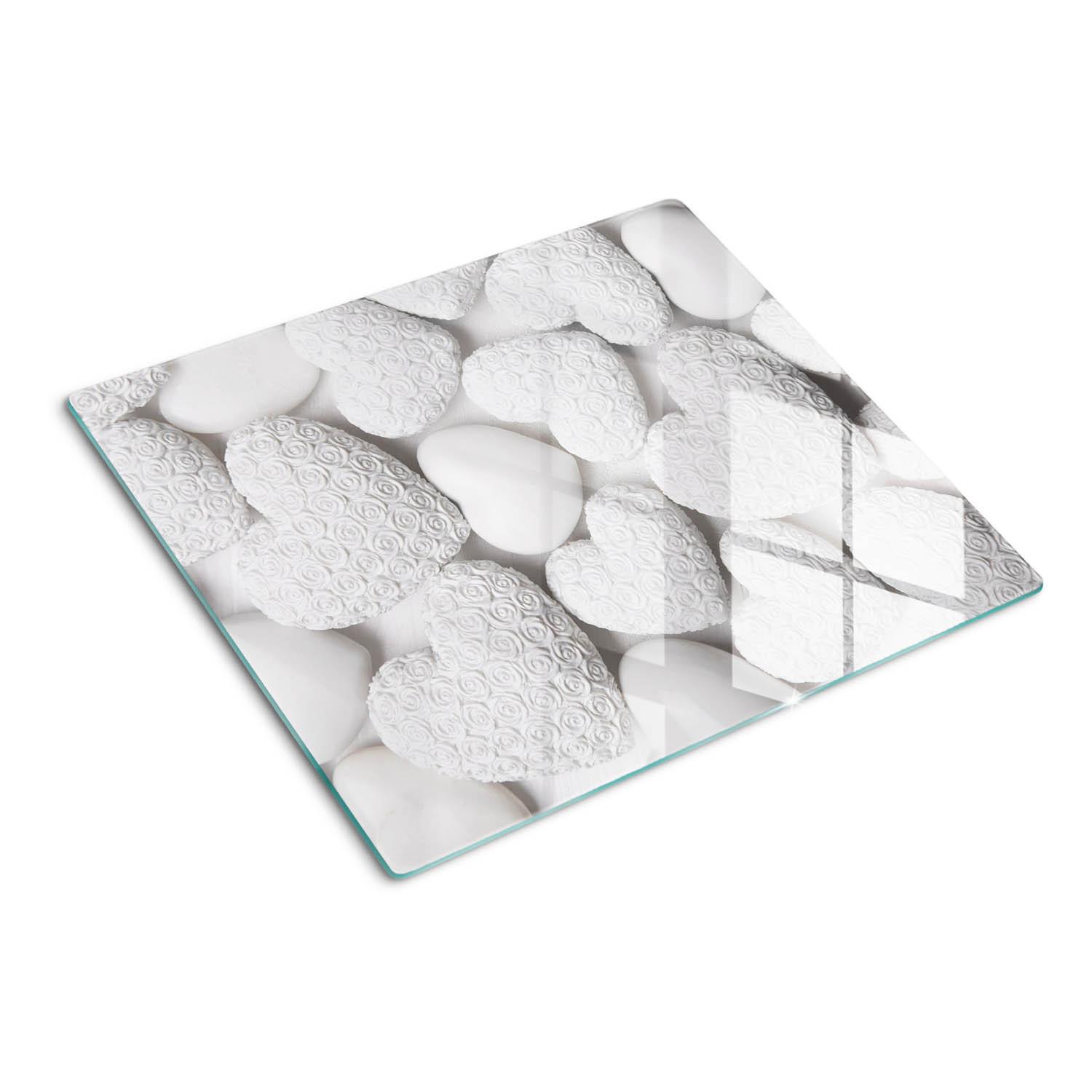 GLASPLATTE 60x52 cm Herzen - Weiß, Glas (60/0.4/52cm) - TULUP