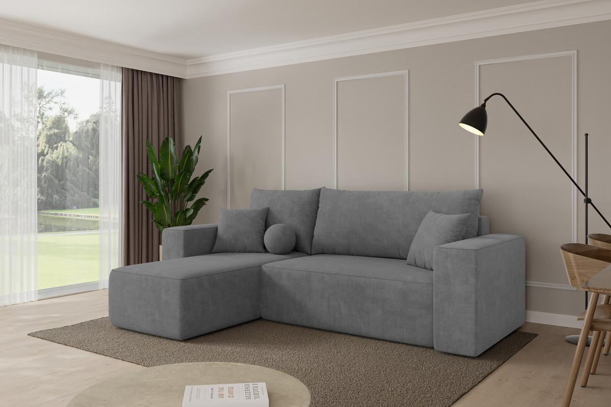 ECKSOFA mit Schlaffunktion Ottomane Links SENO-L 249x139x85 Grau Velours - Taupe/Schwarz, Holzwerkstoff/Kunststoff (249/139cm) - ALTDECOR