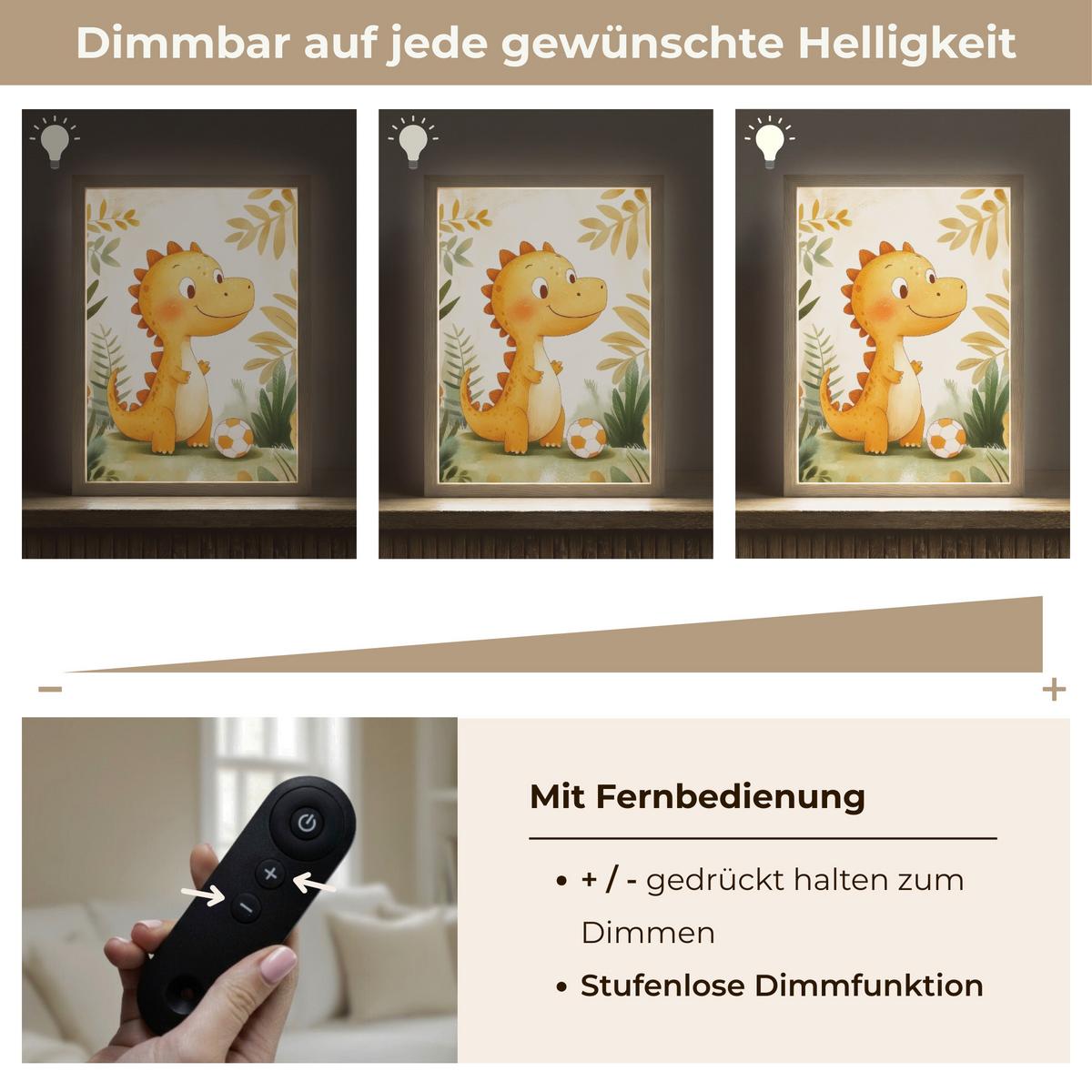 NACHTTISCHLAMPE MIT AKKU Dino - Fußball - Orange 30x40 cm - Beige, Holzwerkstoff (8/30/40cm) - OnlyWow