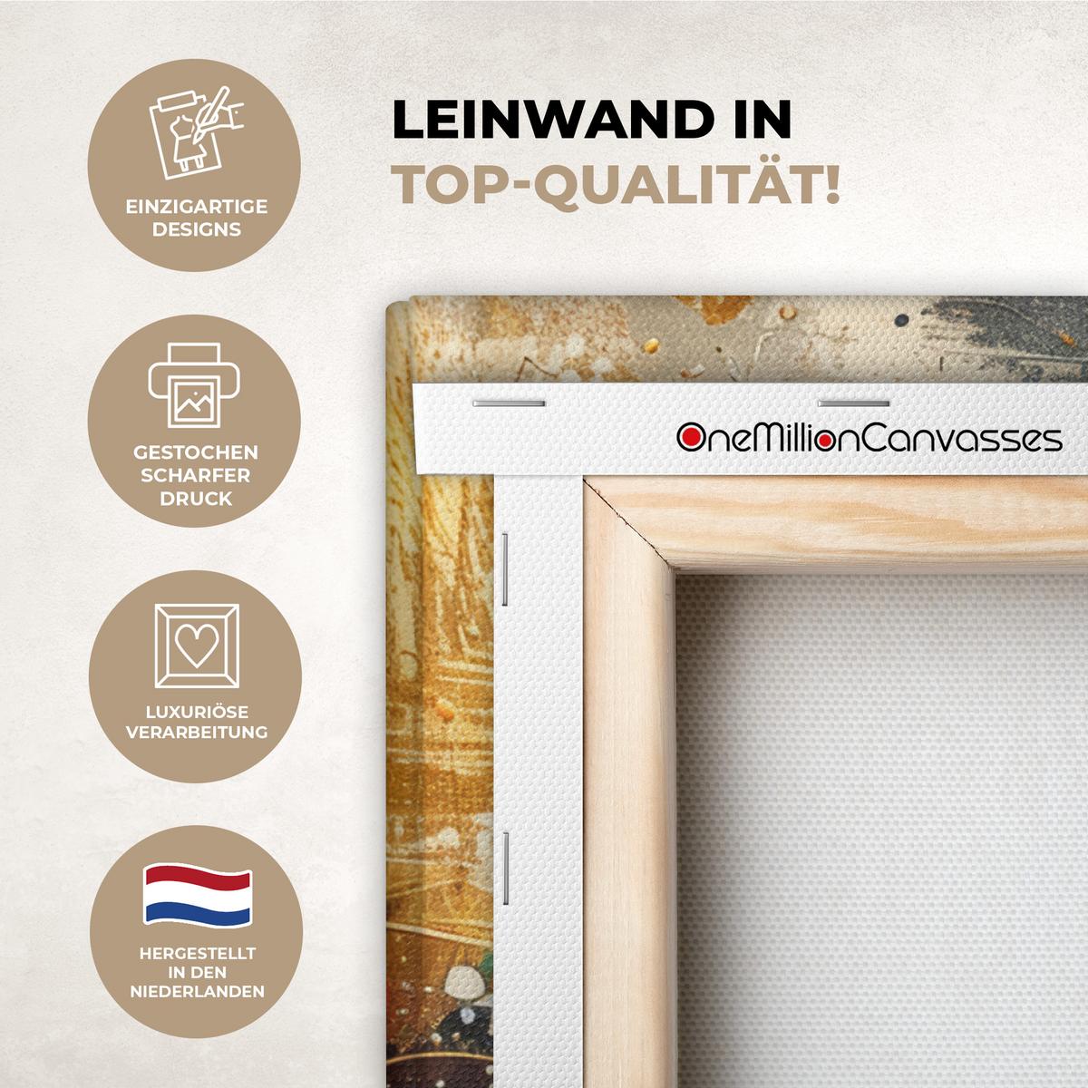 LEINWANDBILD Abstrakt - Kunst - Gold - Modern Wandbild Wohnzimmer 50x50 cm - Multicolor, Textil (50/50cm) - MuchoWow