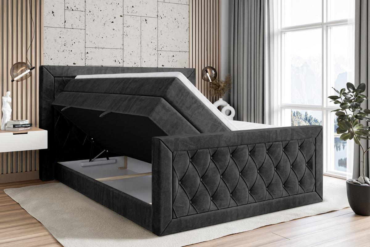 BOXSPRINGBETT NOEL-Z KING - 160 x 200 - H3/H4 - Schwarz - Schwarz, Holzwerkstoff (160/200cm) - ALTDECOR