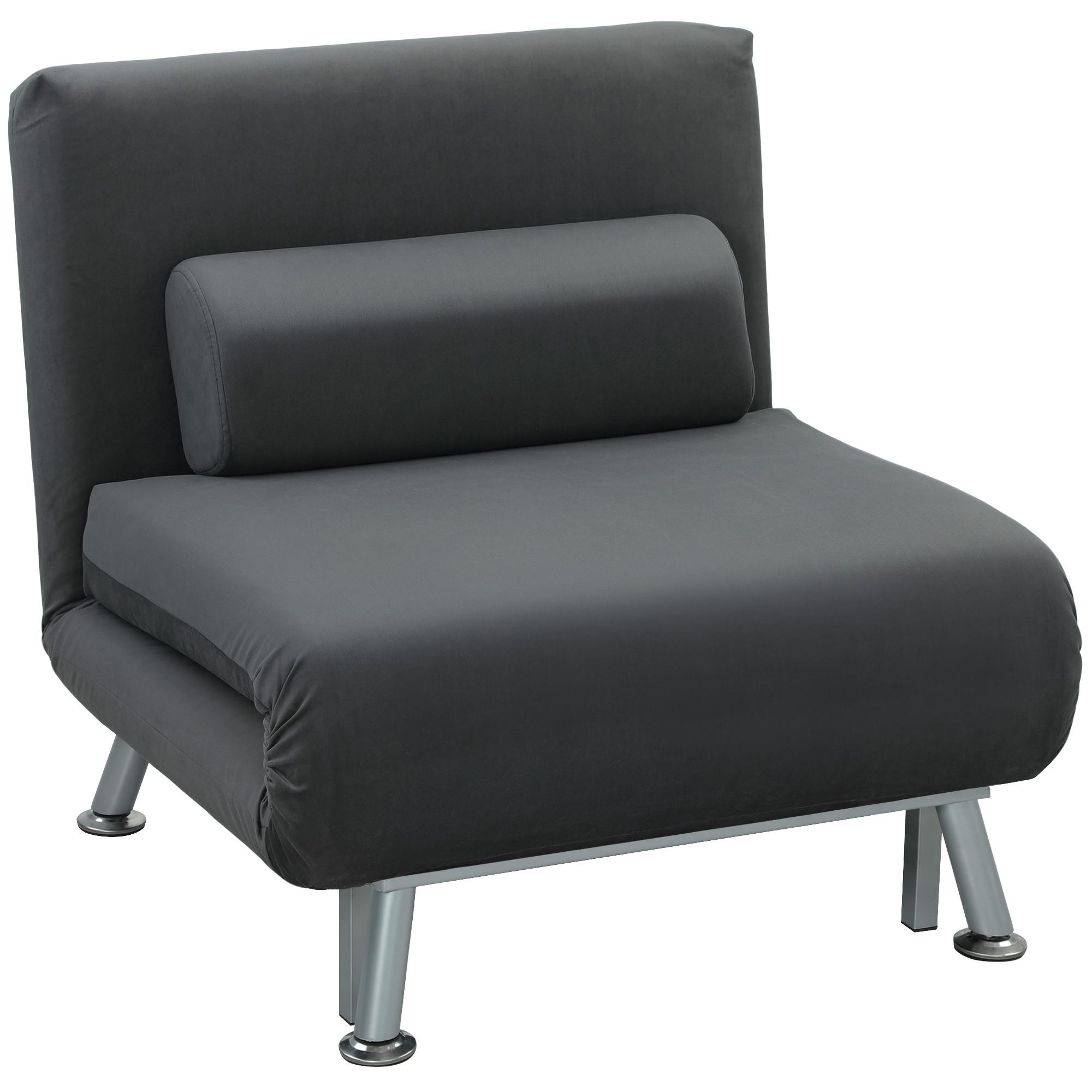 KLAPPBAR Schlafsessel Schlafsofa Klappmatratze Bett Gästebett Dunkelgrau - Dunkelgrau/Silberfarben, Textil/Metall (70/75/75cm) - HOMCOM