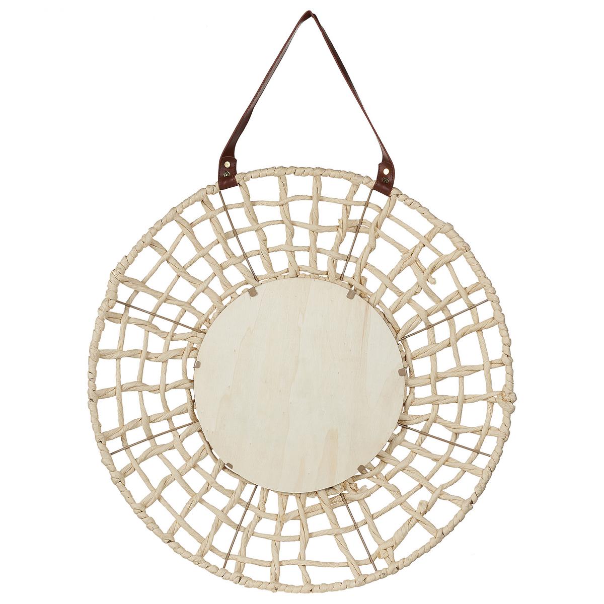 WANDSPIEGEL Papiergeflecht natürlich rund 60 cm Palaci - Beige/Naturfarben, Naturmaterialien (60/60/6cm) - Beliani