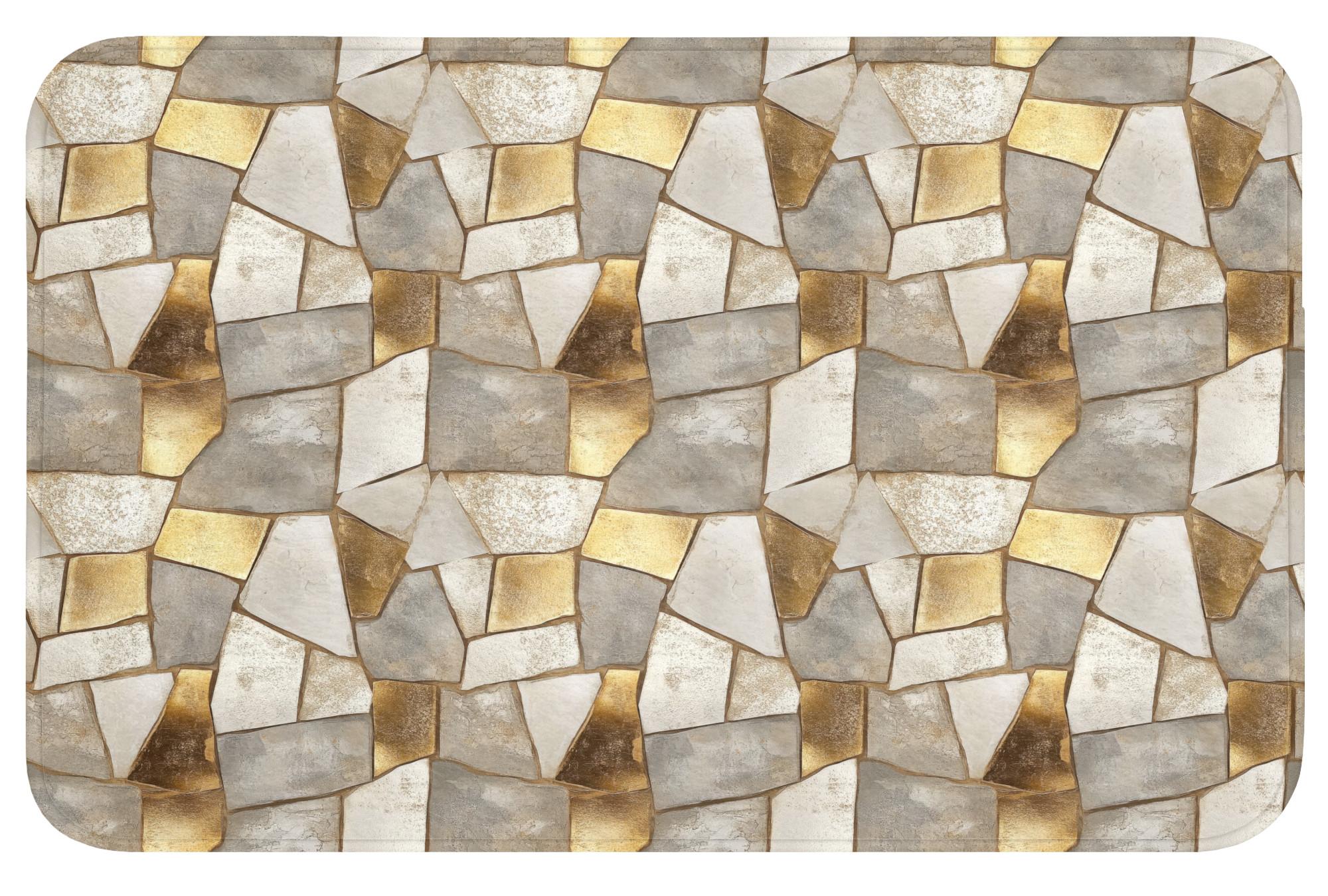 BADEMATTE Mosaik - Marmor - Gold Badvorleger 80x50 cm - Champagner, Textil (80/50cm) - OnlyWow