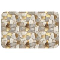 BADEMATTE Mosaik - Marmor - Gold 80x50 cm - Champagner, Textil (80/50cm) - OnlyWow