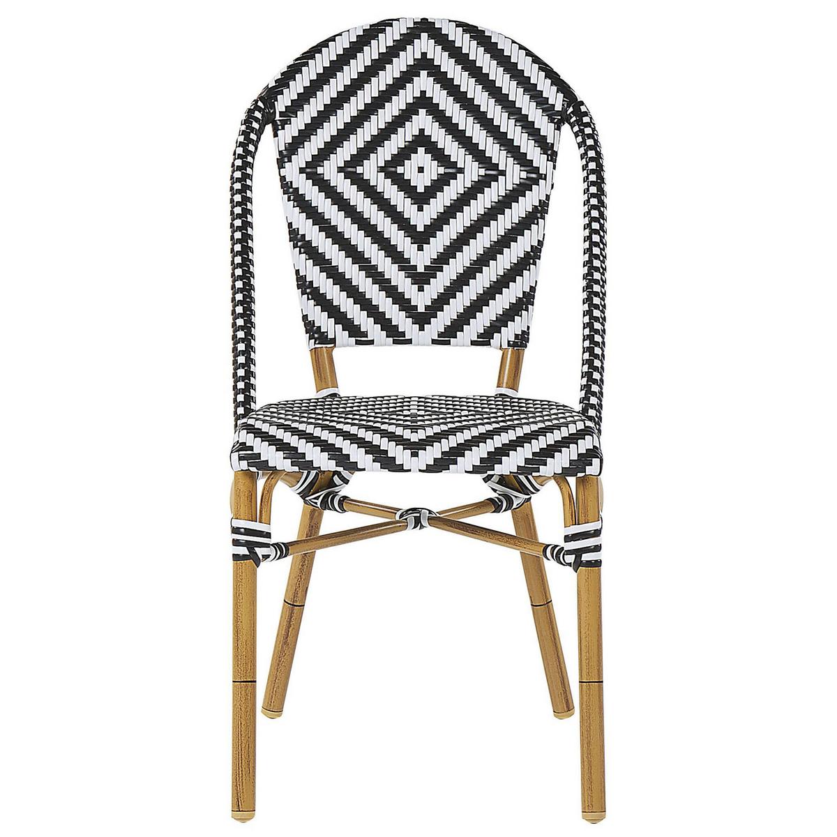 STUHL 4er-Set PE Rattan schwarz/weiß Rifreddo - Schwarz/Weiß, Kunststoff (46/88/55cm) - Beliani