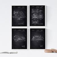 POSTER Set mit 4 Schwarz LKWPatent A4 Schwarzer Rahmen - Schwarz, Papier (29.7/3cm) - Nacnic