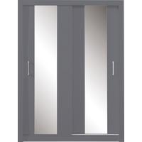 SCHWEBETÜRENSCHRANK MIRA 160/215/60cm 2-türig mit Spiegel Anthrazit - Anthrazit, Holzwerkstoff (160/215/60cm) - MASSENO