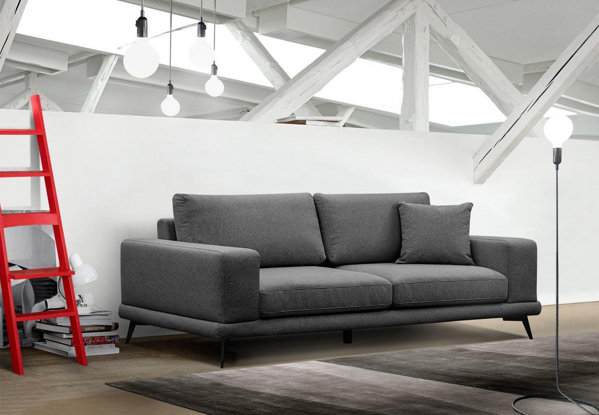 SOFA MEDIOLANE 3-Sitzer, schwarz - Schwarz, Holzwerkstoff/Textil (233/87/96cm) - Wozimo