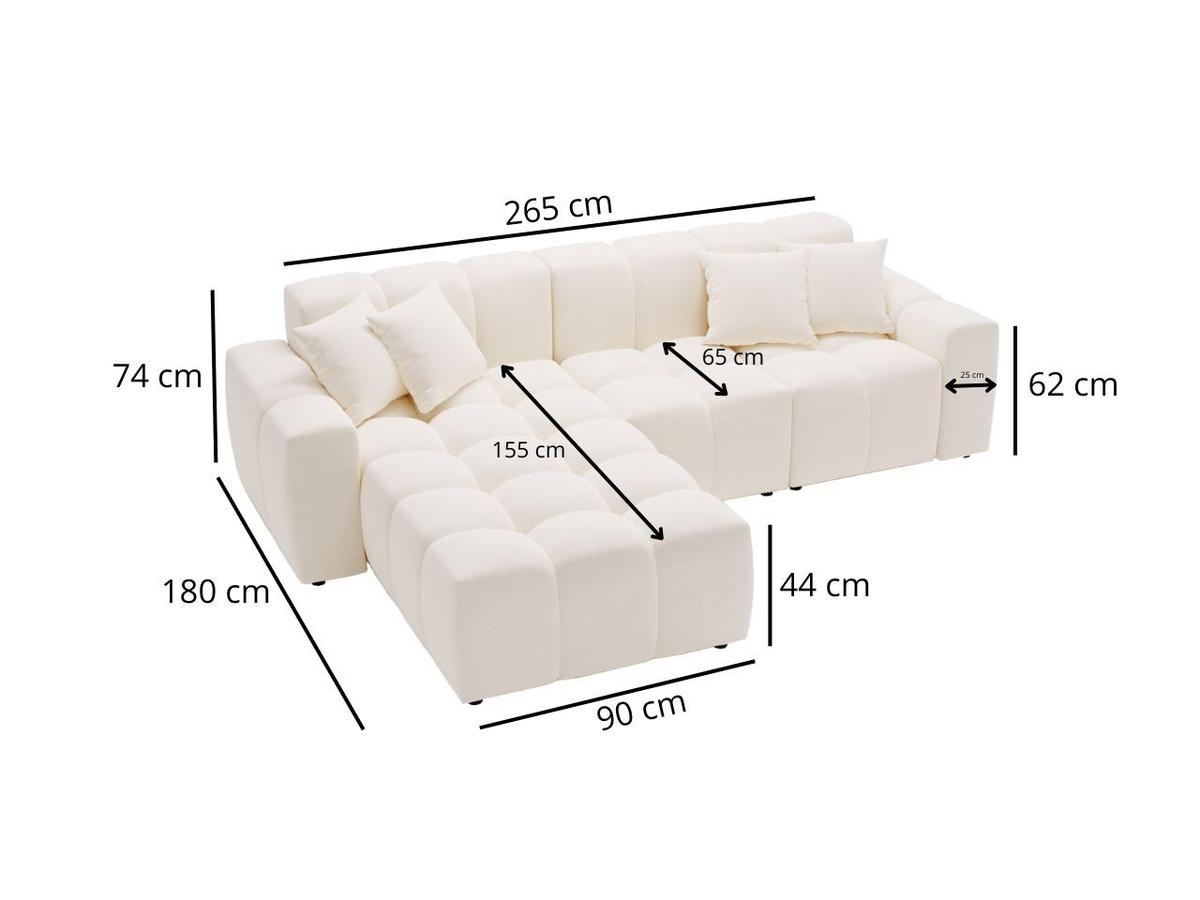 ECKSOFA Loopo Creme Links - Creme, Holz/Textil (265/180cm) - Graingold