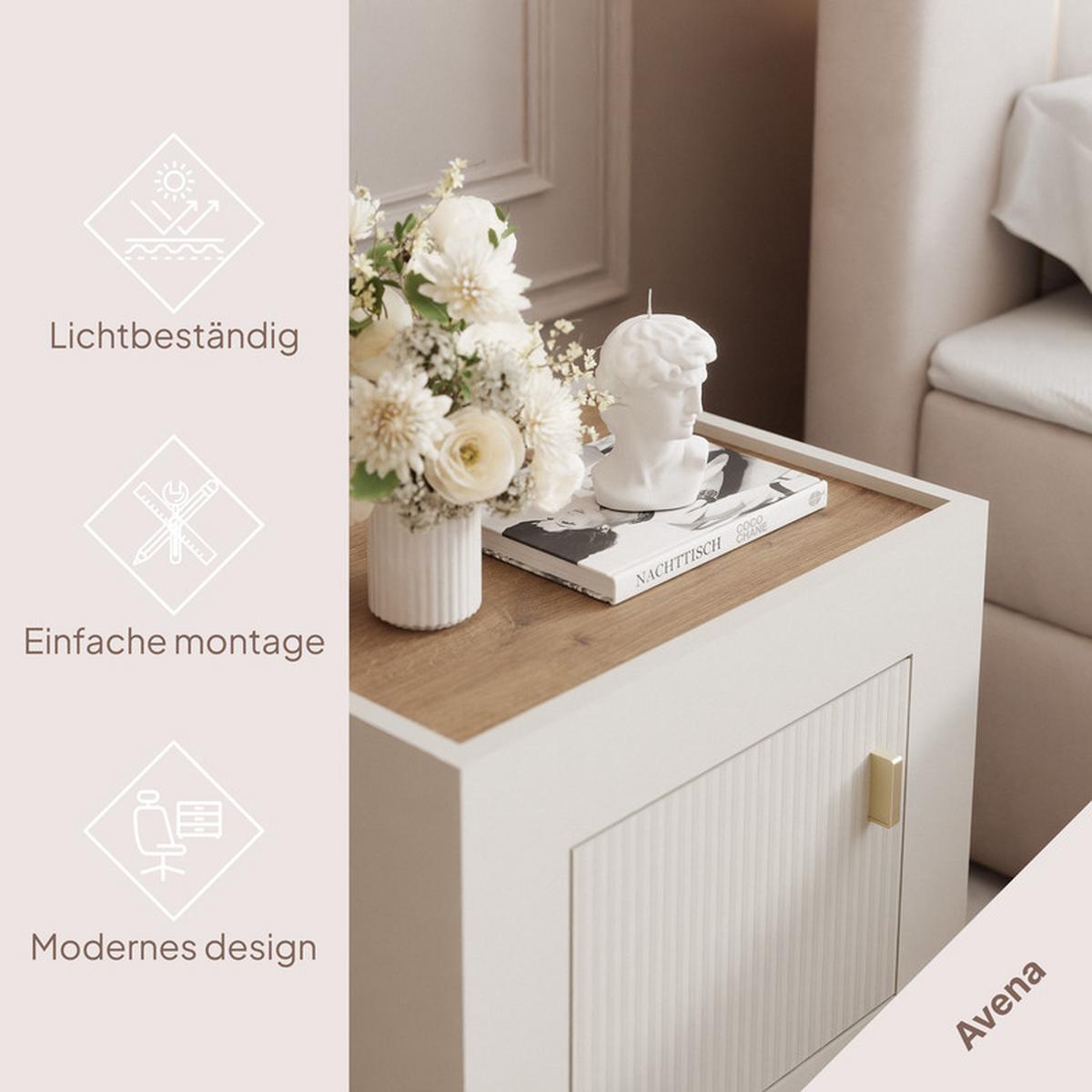 NACHTSCHRANK AVENA 48/36/47 cm Kaschmir/Eiche - Kaschmir, Holzwerkstoff/Kunststoff (48/47/36cm) - Idohome