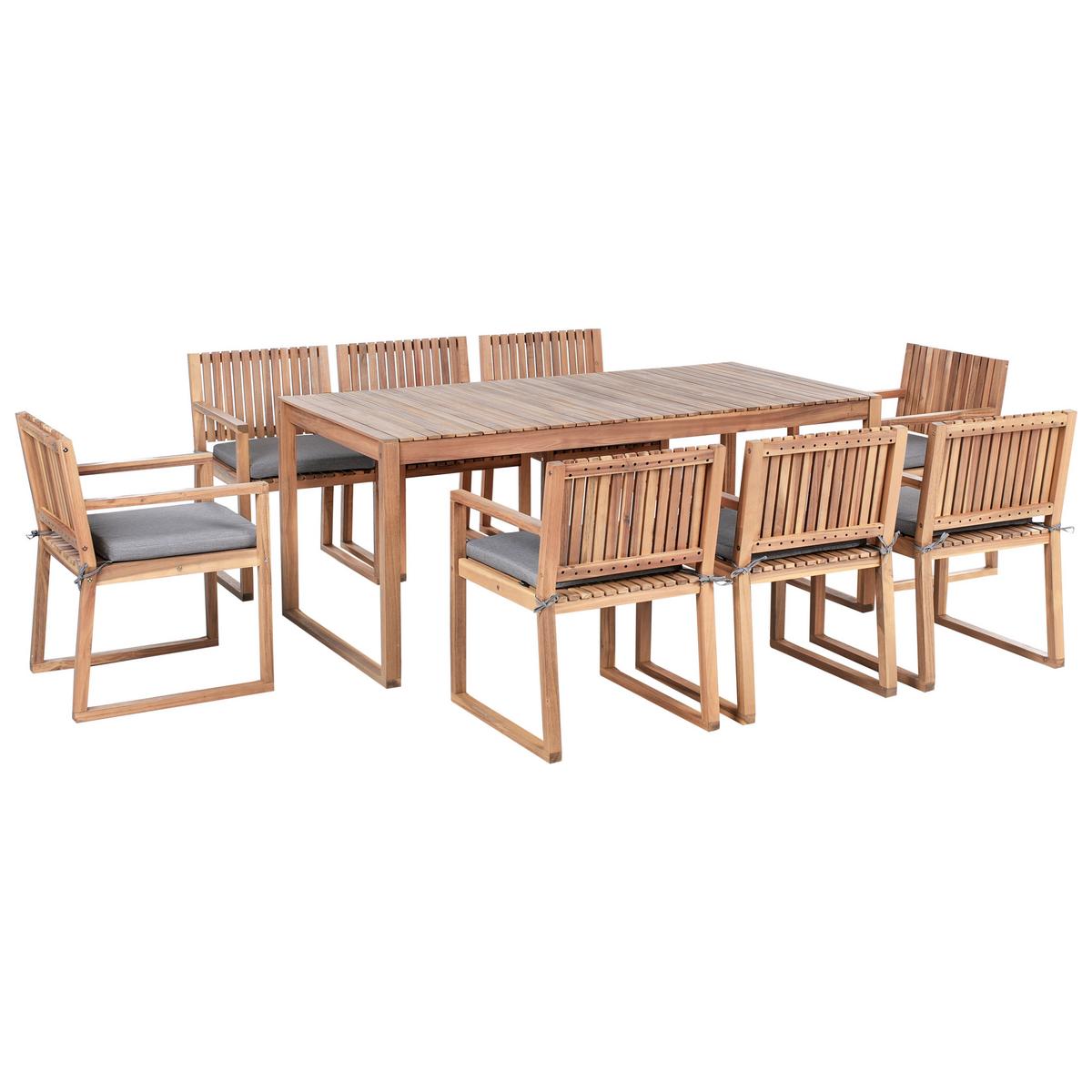 GARTENMÖBEL Set 8-Sitzer Grau meliert Sassari Premium - Hellbraun/Grau, Holz - Beliani