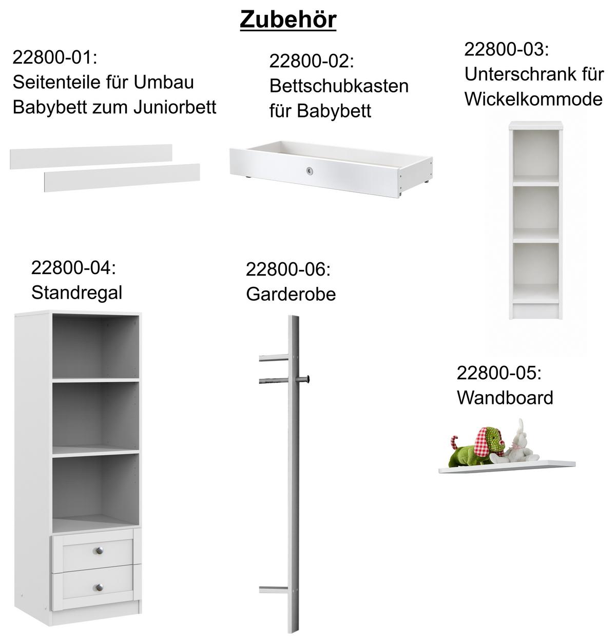 STANDREGAL mit Schubladen B46/H135/T40 cm, passend zum Babyzimmer Landhausstil Weiß (22800-22804) / 22800-04 - Silberfarben/Weiß, Holzwerkstoff/Metall (46/135/40cm) - luma-home