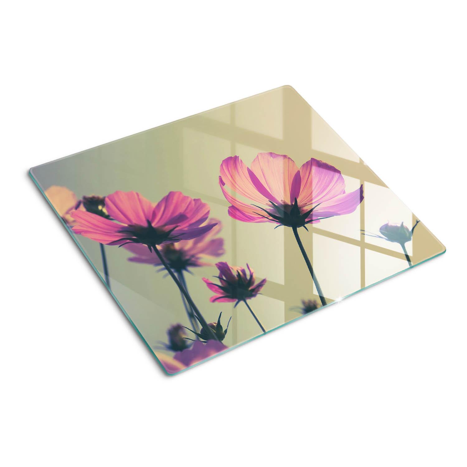 GLASPLATTE 60x52 cm Rosa Blüten - Pink, Glas (60/0.4/52cm) - TULUP