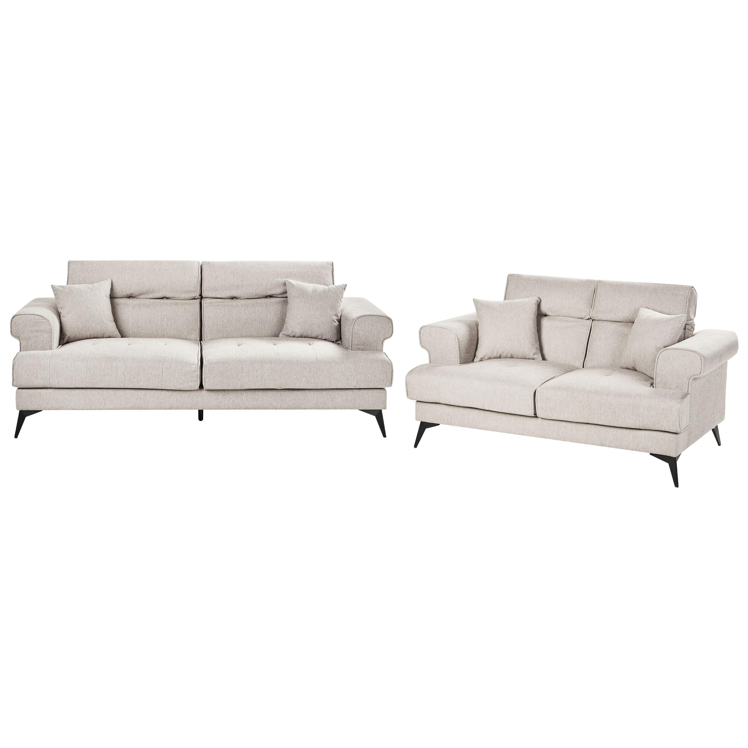 SOFA-SET 5-Sitzer Stoff Taupe Skive - Taupe/Beige, Textil (214/88/85cm) - Beliani