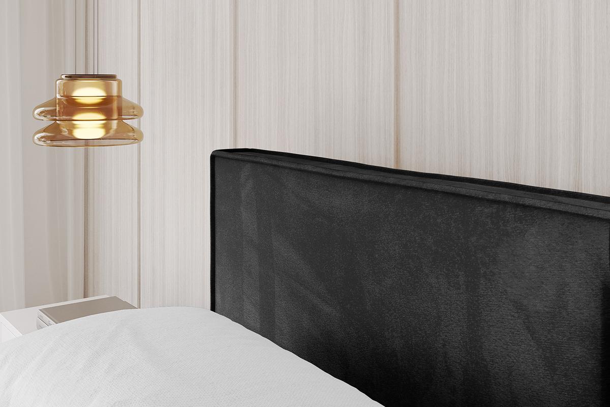 POLSTERBETT mit Bettkasten, Fußteil und Lattenrost, Boxbett mit Matratze H3/H4 - EMMI-Z-V1 180x200 Schwarz - Schwarz, Holzwerkstoff/Textil (180/200cm) - ALTDECOR