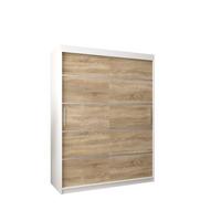 SCHWEBETÜRENSCHRANK 200/150/62 2-türig - Silberfarben/Weiß, Holz/Kunststoff (150/200/62cm) - MÖBEL KRYSPOL
