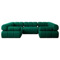 WOHNLANDSCHAFT modulares Sofa Birno-U1 - 285x190x70 cm Dunkelgrün Velours - Dunkelgrün, Holzwerkstoff/Textil (285/70/190cm) - ALTDECOR