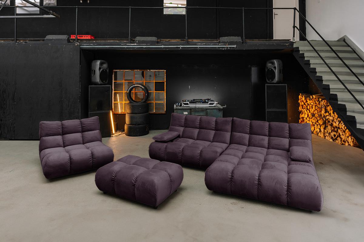 SITZGRUPPE VIVIEN 3ER SET Violett Velvet (1er-Set) - Violett, Kunststoff/Textil (510/85/359cm) - KAWOLA