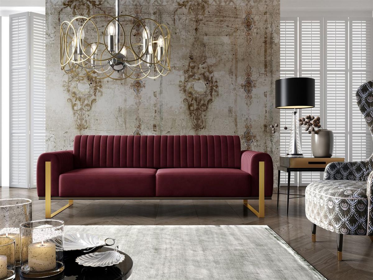SOFASET Valerie 3-2 - Rot, Holzwerkstoff/Textil (228/79/90cm) - Fun Möbel