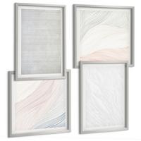 BILDER SET 4er Set - 50x50 cm & 40x60 cm Silberner Rahmen - Leuchtende Strukturen, Sandmuster - Silberfarben, Kunststoff (50/50cm) - TULUP