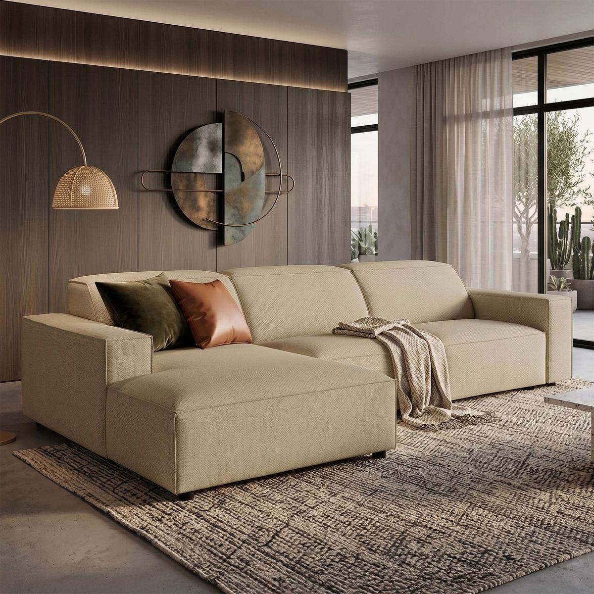 ECKSOFA Sellmo 287 cm - Schwarz/Cappuccino, Kunststoff/Textil (292/166cm) - Selsey