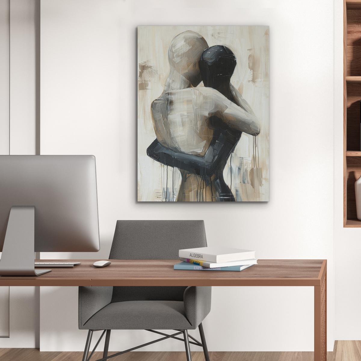 AKUSTIKBILD Abstrakt - Liebe - Schwarz und weiß - Modern Wandbilder 60x80 cm - Schwarz, Kunststoff (60/80/0.9cm) - MuchoWow