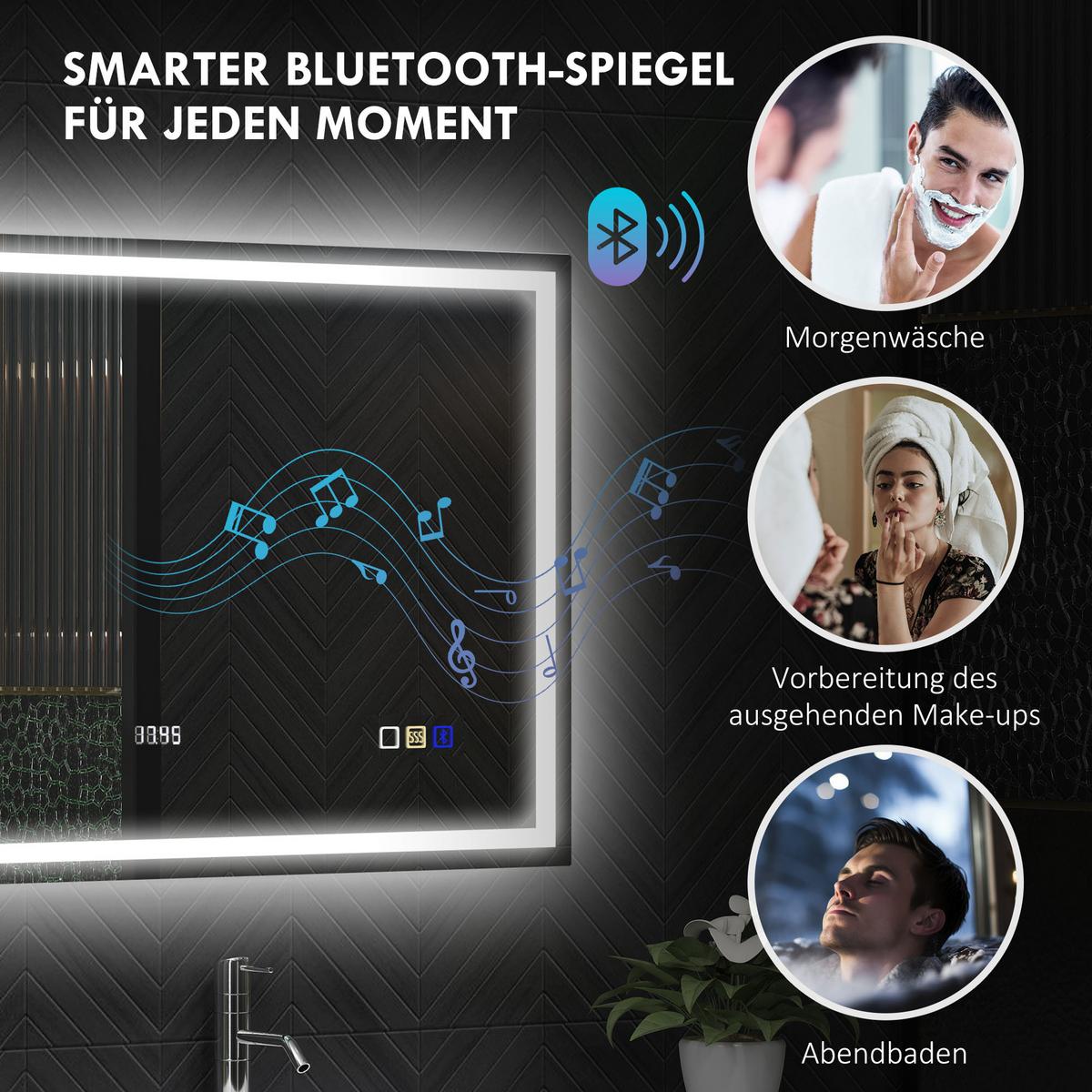 BADSPIEGEL Gehärtetes Glas Silber - Silberfarben, Glas (80/3.5/100cm) - HOMCOM