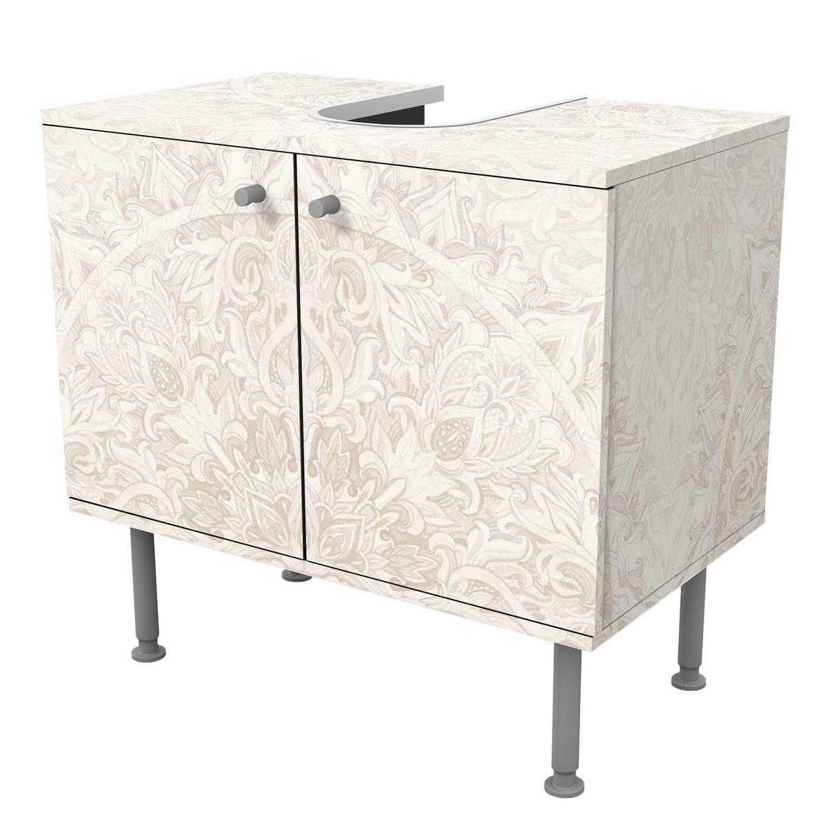 WASCHBECKENUNTERSCHRANK Mandala Aquarell Ornament Muster beige 60/55/35 cm - Beige, Holzwerkstoff (60/55/35cm) - Bilderwelten