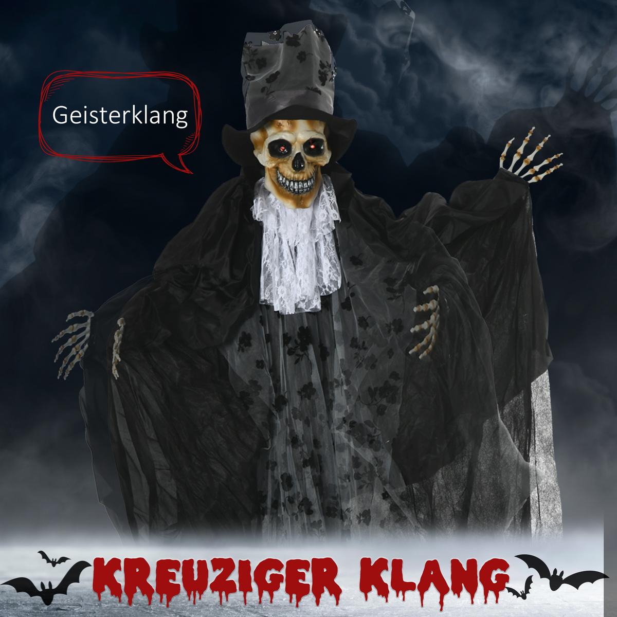 183CM Halloween-Dekoration Gespenst Bräutigam In Lebensgröße Augenglühen - Schwarz, Kunststoff (65/189/115cm) - Outsunny