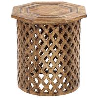 BEISTELLTISCH Mangoholz dunkler Holzfarbton rund 42 cm Khanpur - Dunkelbraun, Holz (42/42/46cm) - Beliani