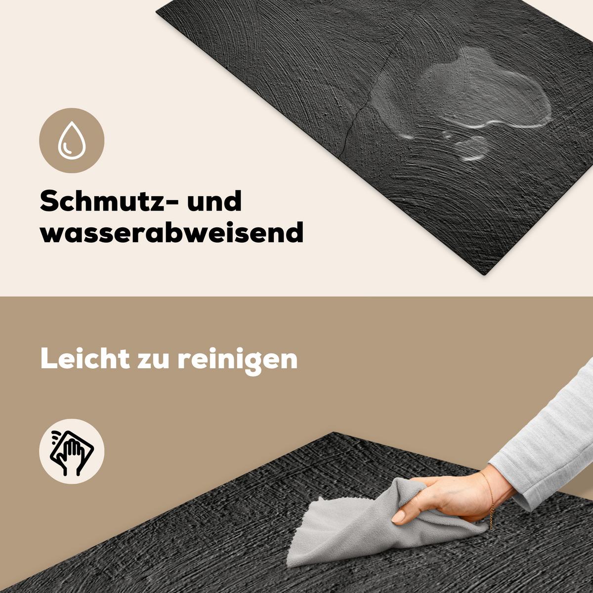 HERDABDECKPLATTE Beton - Schwarz - Industriell Induktionsschutz 91.2x52 cm - Anthrazit, Kunststoff (91.2/52/0.2cm) - MuchoWow