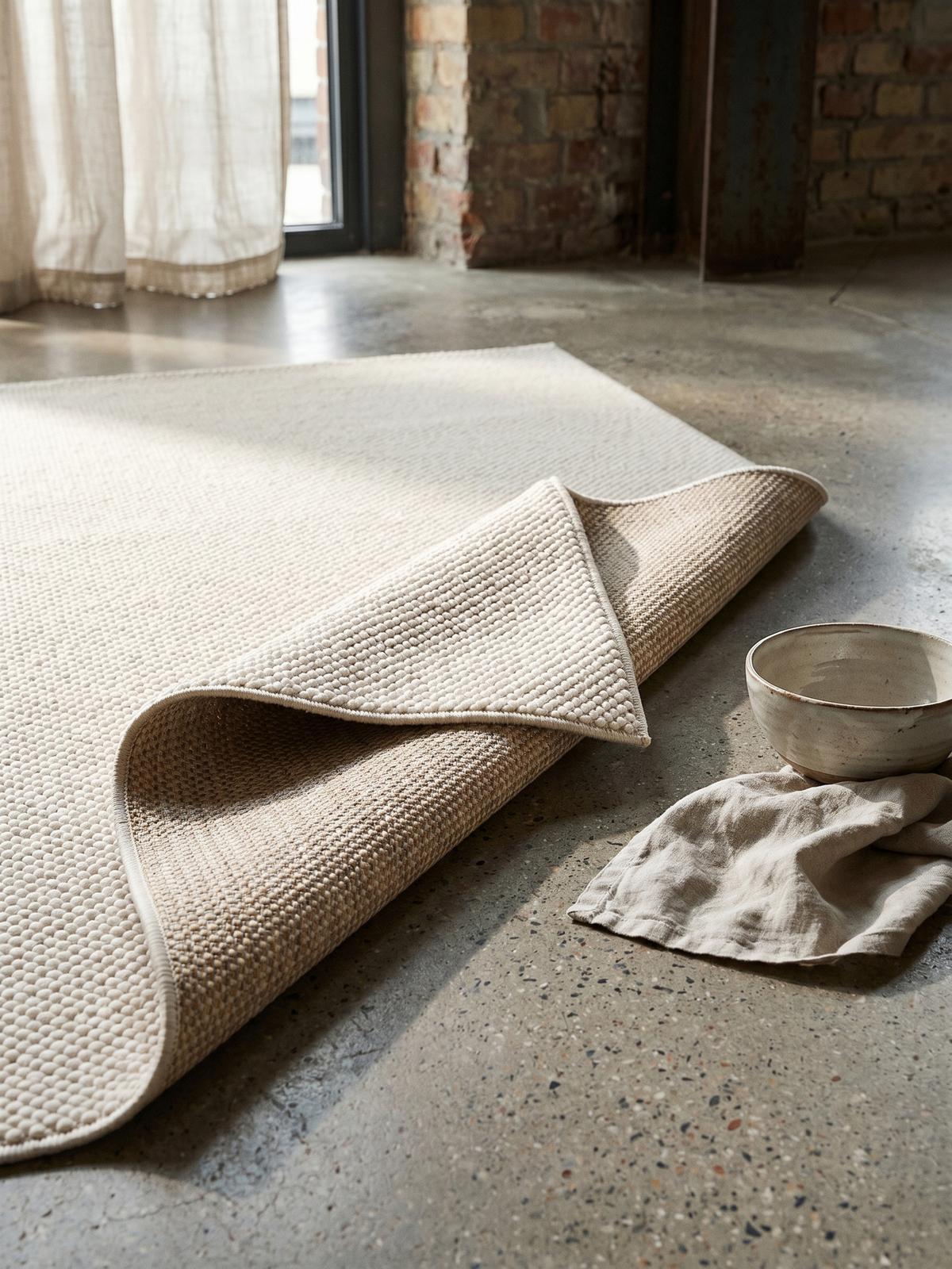 TEPPICH Flachgewebe LANGAU in Creme, meliert, 80 x 150 cm - Beige, Textil (150/80cm) - KADIMA DESIGN