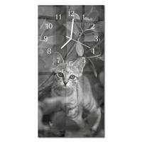 WANDUHR aus Glas 30x60 cm - Katze - Grau, Glas (30/60/0.4cm) - TULUP