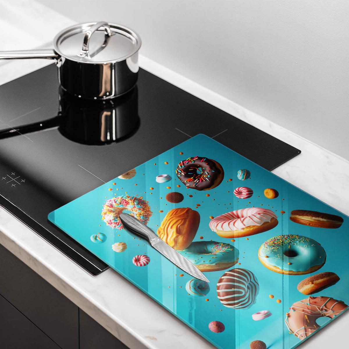 GLASPLATTE 40x52 cm Bunte Donuts - Orange, Glas (40/52cm) - Wallfluent