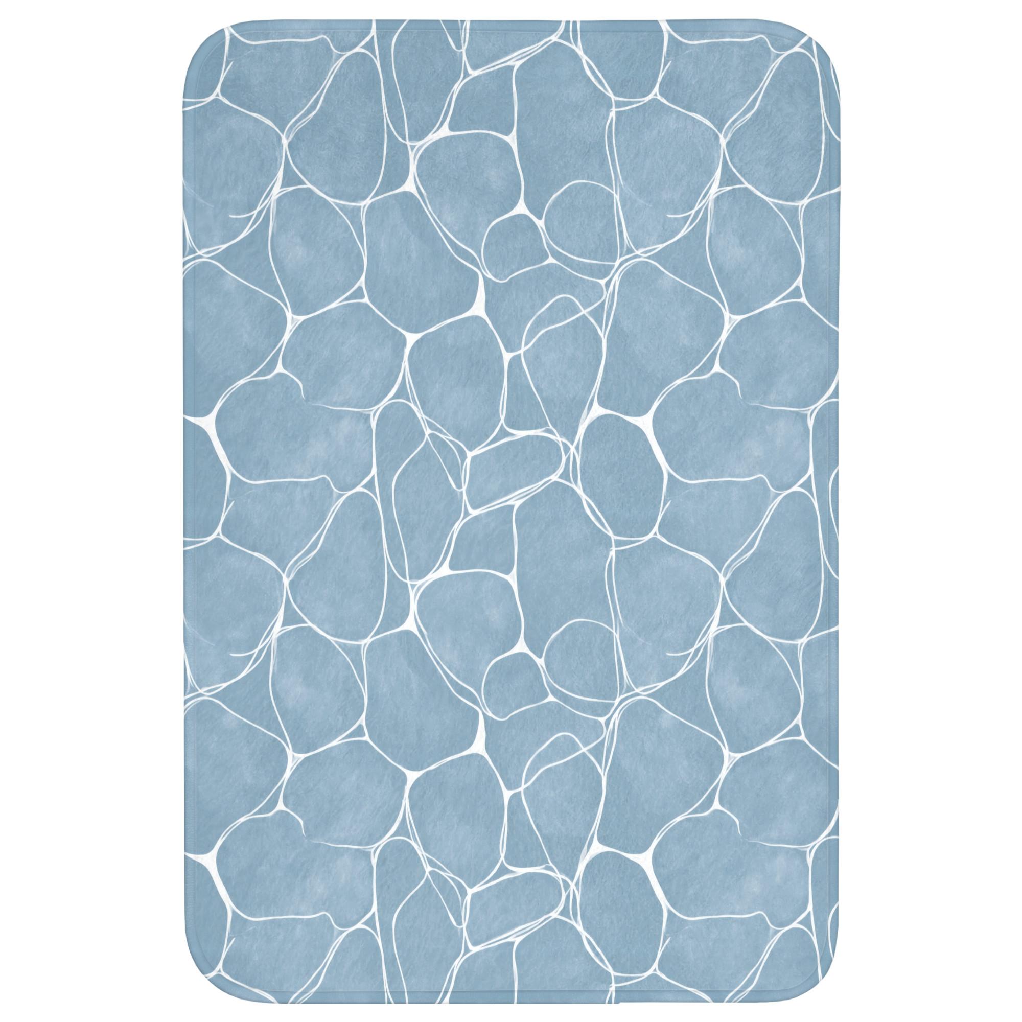 BADEMATTE Organisch - Muster - Blau Rutschfest 60x90 cm - Hellblau, Textil (60/90cm) - OnlyWow