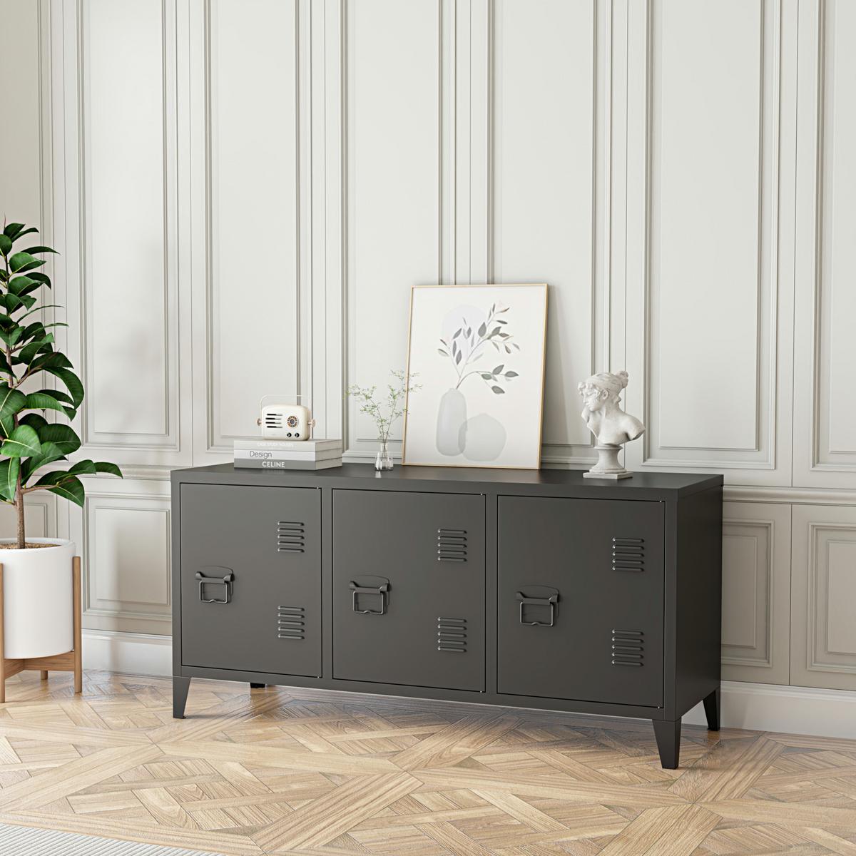 SIDEBOARD Kotka - Schwarz, Metall (113/58/40cm) - [en.casa]