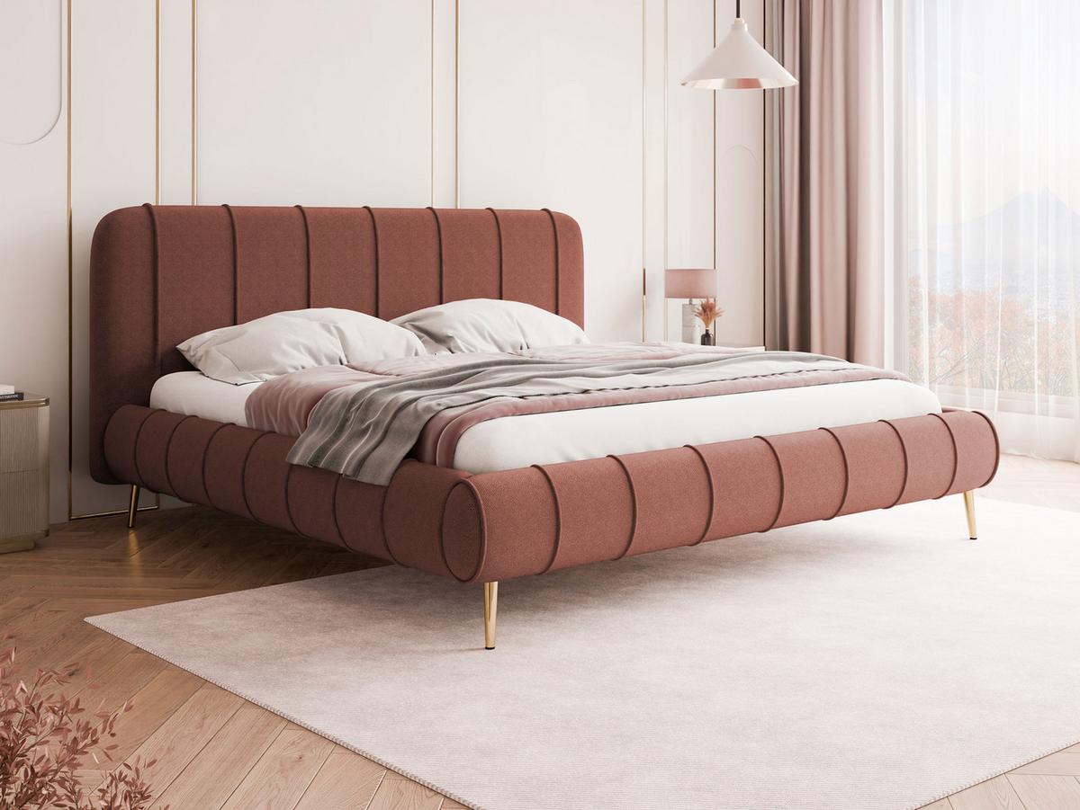 POLSTERBETT Slim XI mit Füße - Goldfarben/Rosa, Holz/Holzwerkstoff (180/200cm) - MIRJAN24