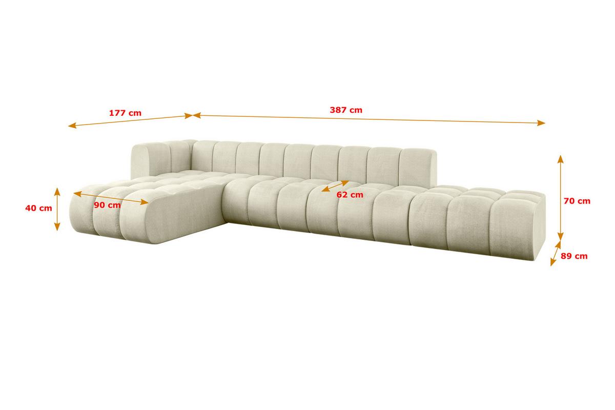 ECKSOFA modulares Sofa Zuvon-L2 - 387x177x70 cm Beige - Beige, Holzwerkstoff/Textil (387/177cm) - ALTDECOR